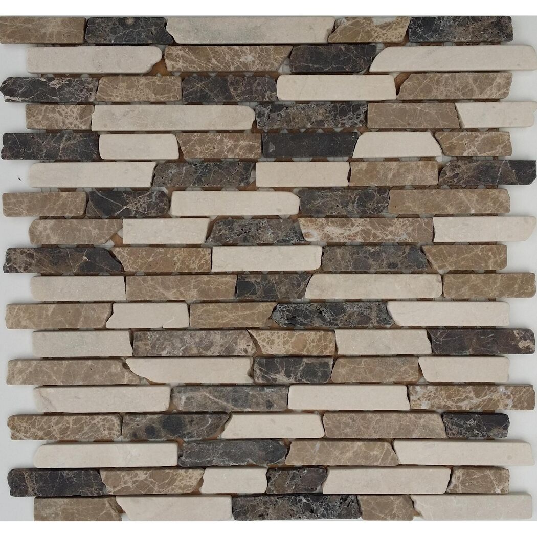 Mosaikfliese 'Emperador' Naturstein beige/grau/braun 30 x 30 cm