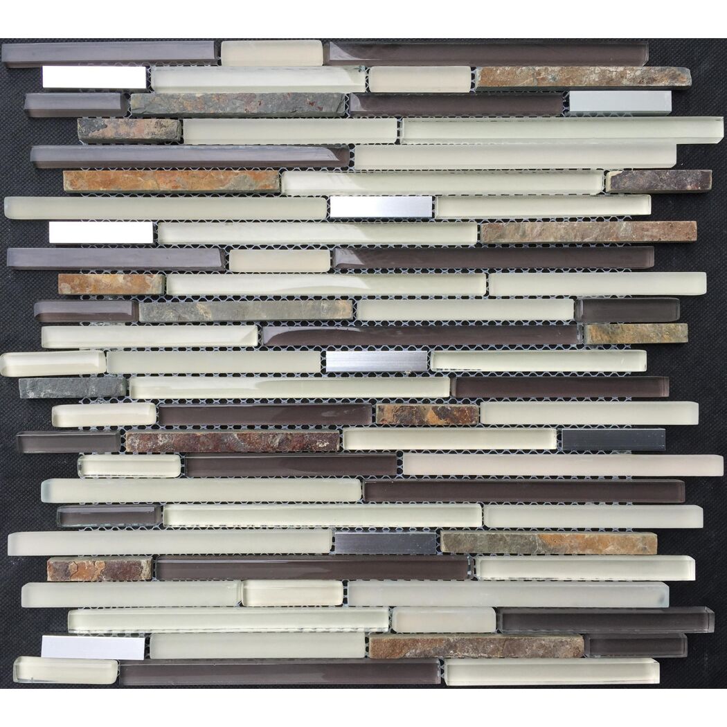 Mosaikfliese 'Windsor canyon' Glas/Metall/Naturstein beige/braun 30,5 x 30,5 cm
