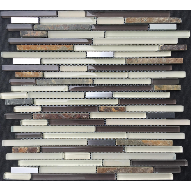 Bild von Mosaikfliese 'Windsor canyon' Glas/Metall/Naturstein beige/braun 30,5 x 30,5 cm