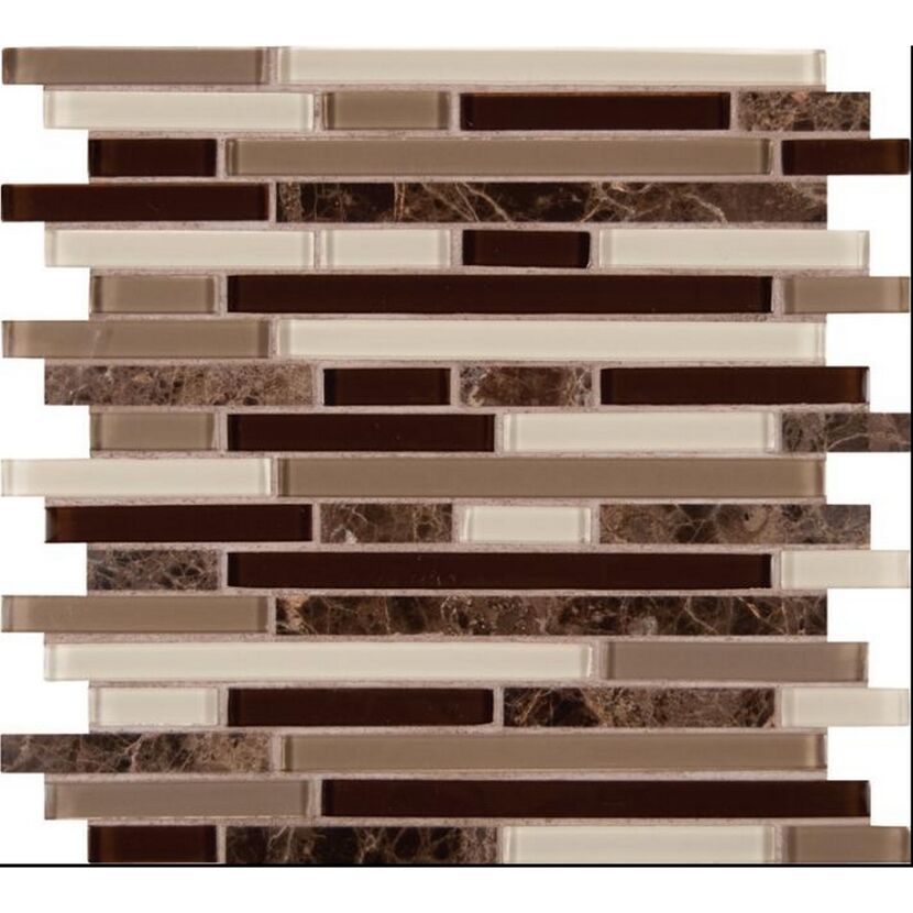 Mosaikfliese 'Royal Oaks' Materialmix braun 30,5 x 30,5 cm