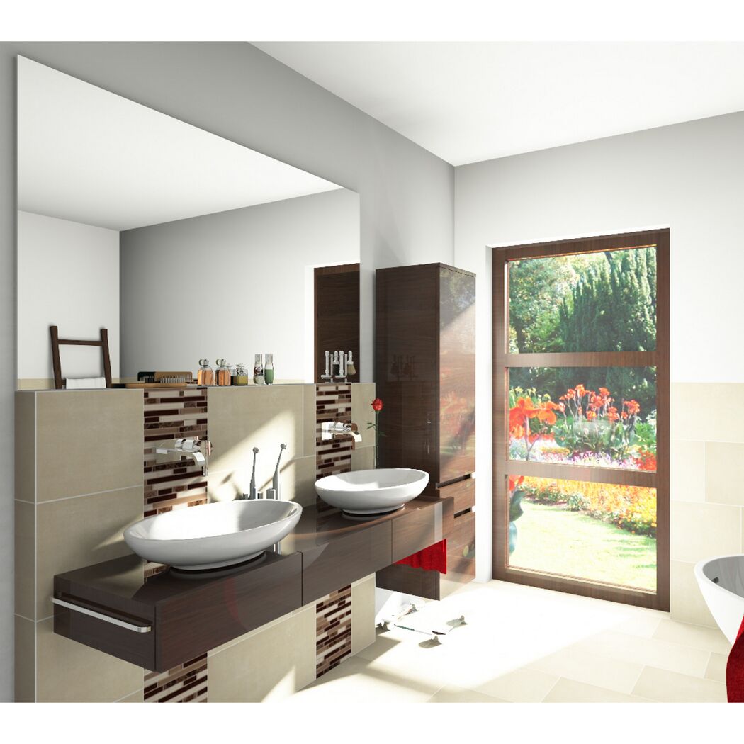 Mosaikfliese 'Royal Oaks' Materialmix braun 30,5 x 30,5 cm
