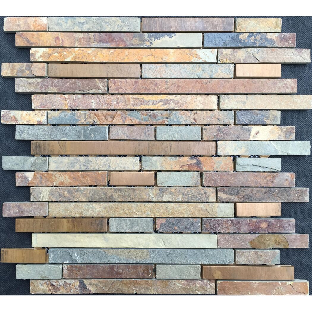 Mosaikfliese 'Rustic Creek' Materialmix braun-beige 30,5 x 30,5 cm