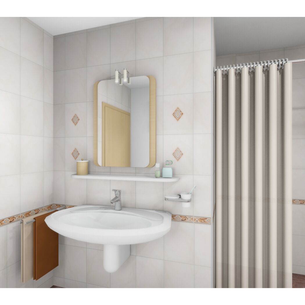 Bordürenfliese Malta Raute beige 6 x 25cm