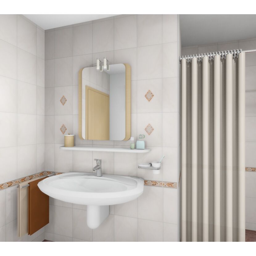 Bordürenfliese Malta Raute beige 6 x 25cm