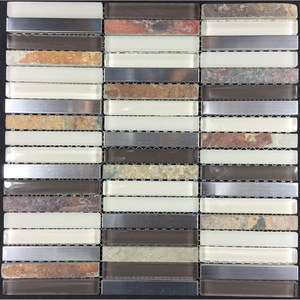 Mosaikfliese 'Rolling Hills' Materialmix beige-braun 30,5 x 30,5 cm