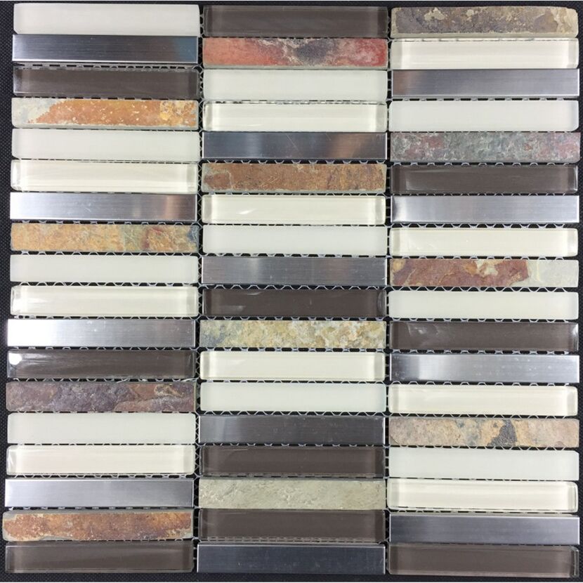 Mosaikfliese 'Rolling Hills' Materialmix beige-braun 30,5 x 30,5 cm