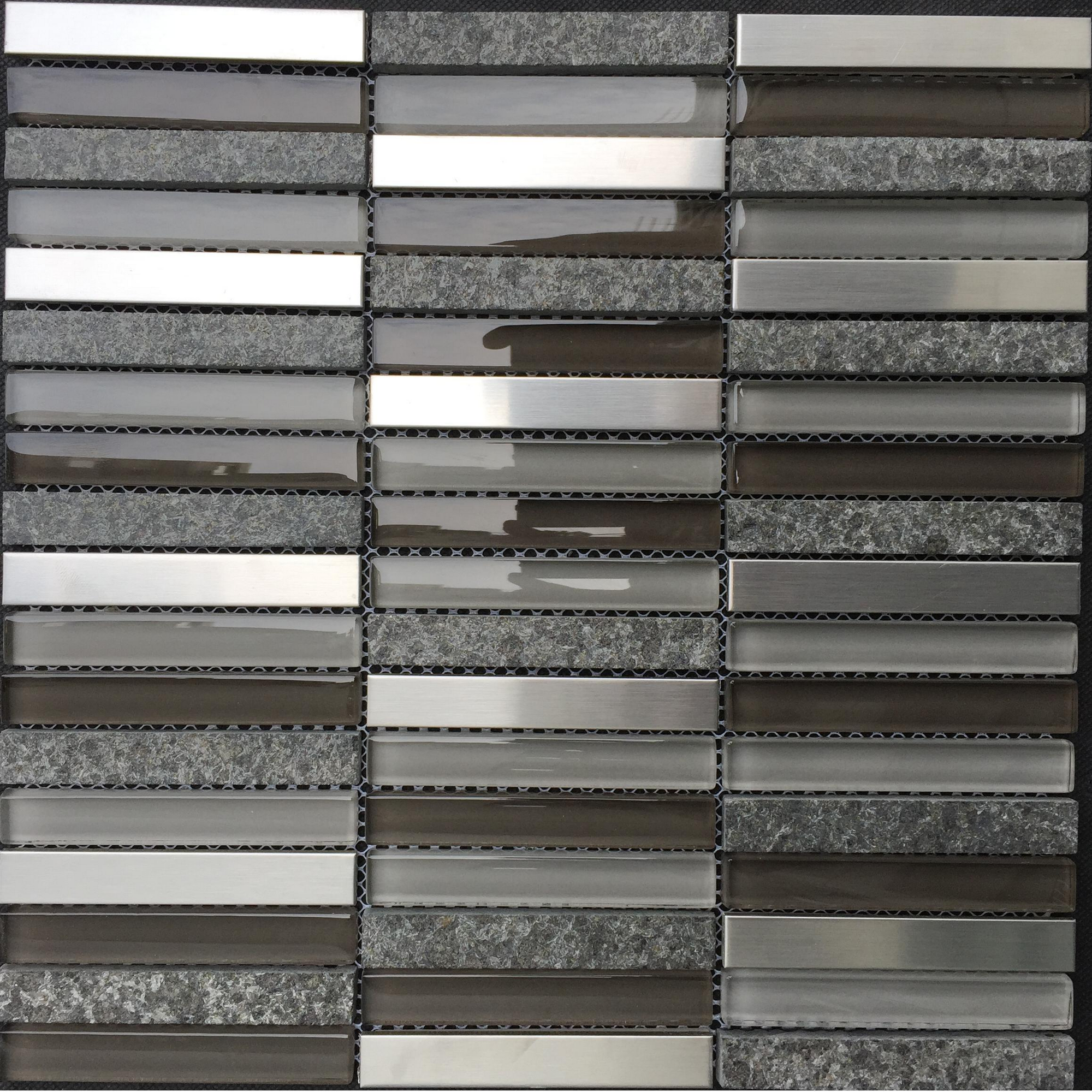 Mosaikfliese 'Niagara' Materialmix grau-schwarz 30,5 x 30,5 cm + product picture