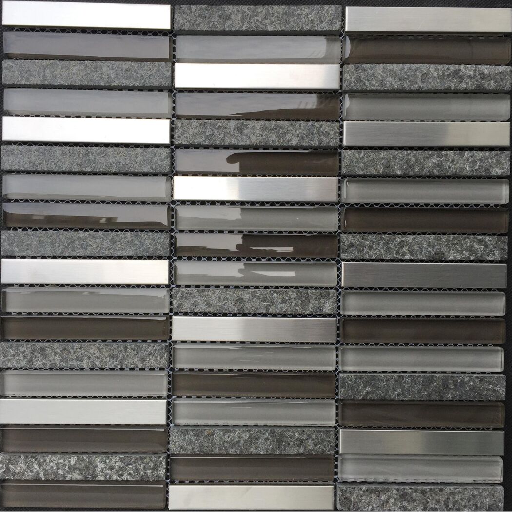 Mosaikfliese 'Niagara' Materialmix grau-schwarz 30,5 x 30,5 cm