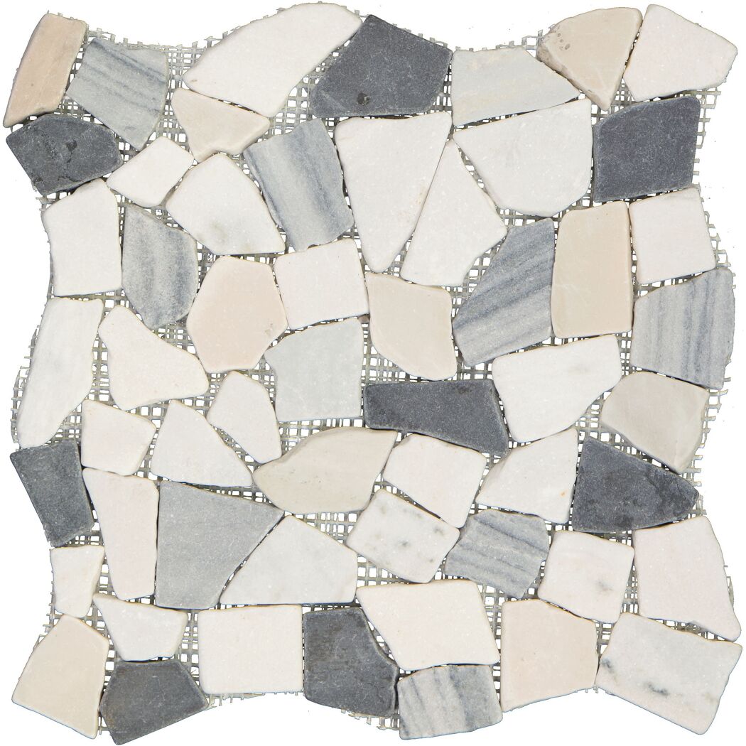 Mosaikfliese 'Peb' Naturstein beige-schwarz 29 x 29 cm