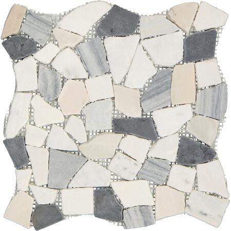 2. Bild von Mosaikfliese 'Peb' Naturstein beige-schwarz 29 x 29 cm