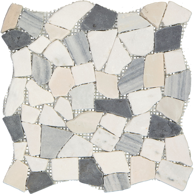 Bild von Mosaikfliese 'Peb' Naturstein beige-schwarz 29 x 29 cm