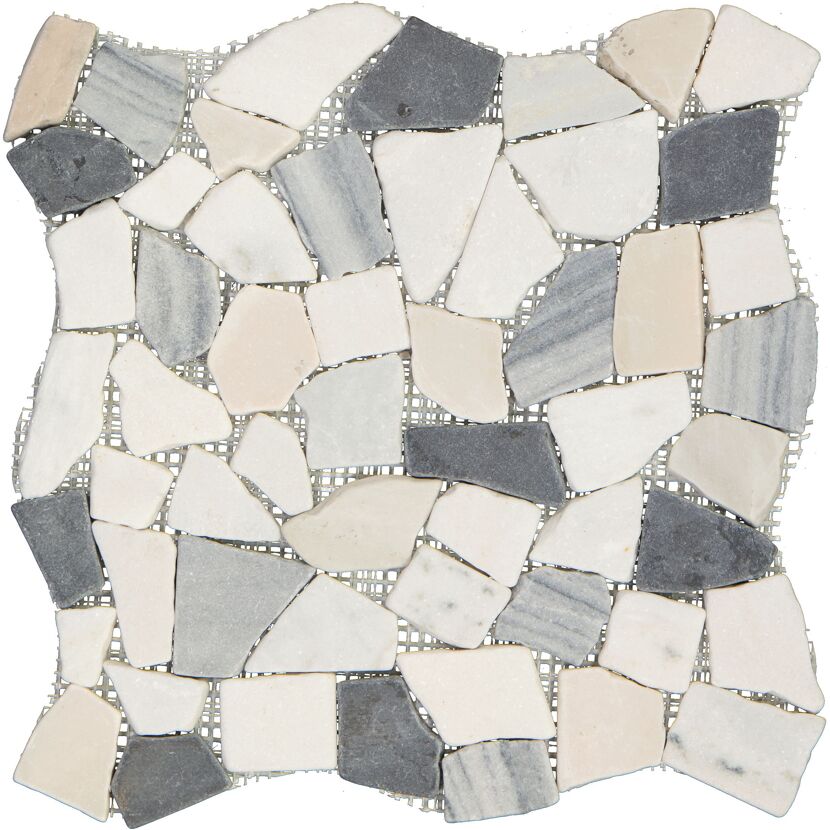 Mosaikfliese 'Peb' Naturstein beige-schwarz 29 x 29 cm