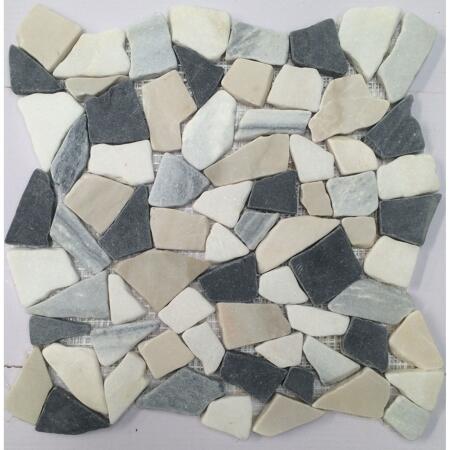 3. Bild von Mosaikfliese 'Peb' Naturstein beige-schwarz 29 x 29 cm