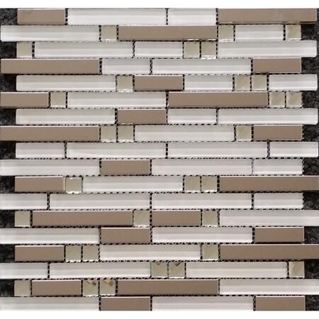 2. Bild von Mosaikfliese 'Diamond' Glas/Metall weiß/grau 29,8 x 30,4 cm
