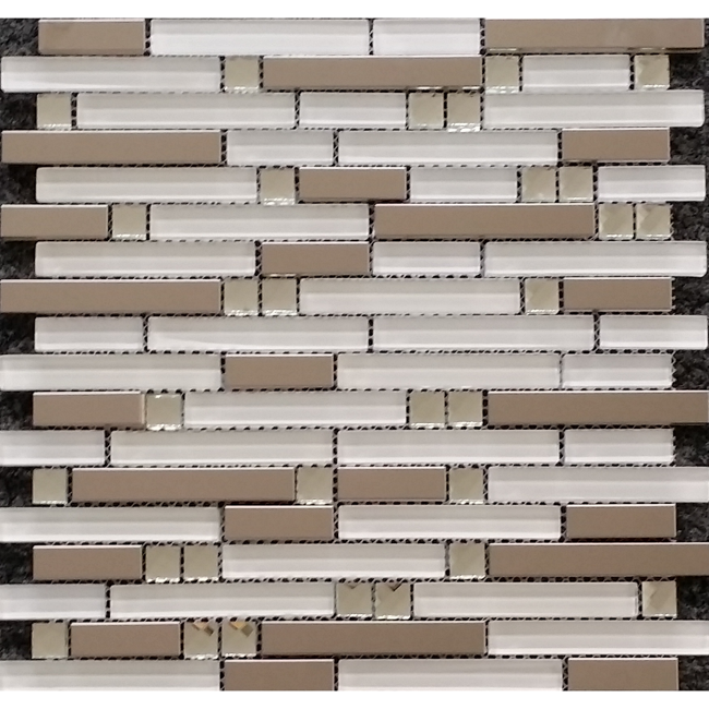 Bild von Mosaikfliese 'Diamond' Glas/Metall weiß/grau 29,8 x 30,4 cm