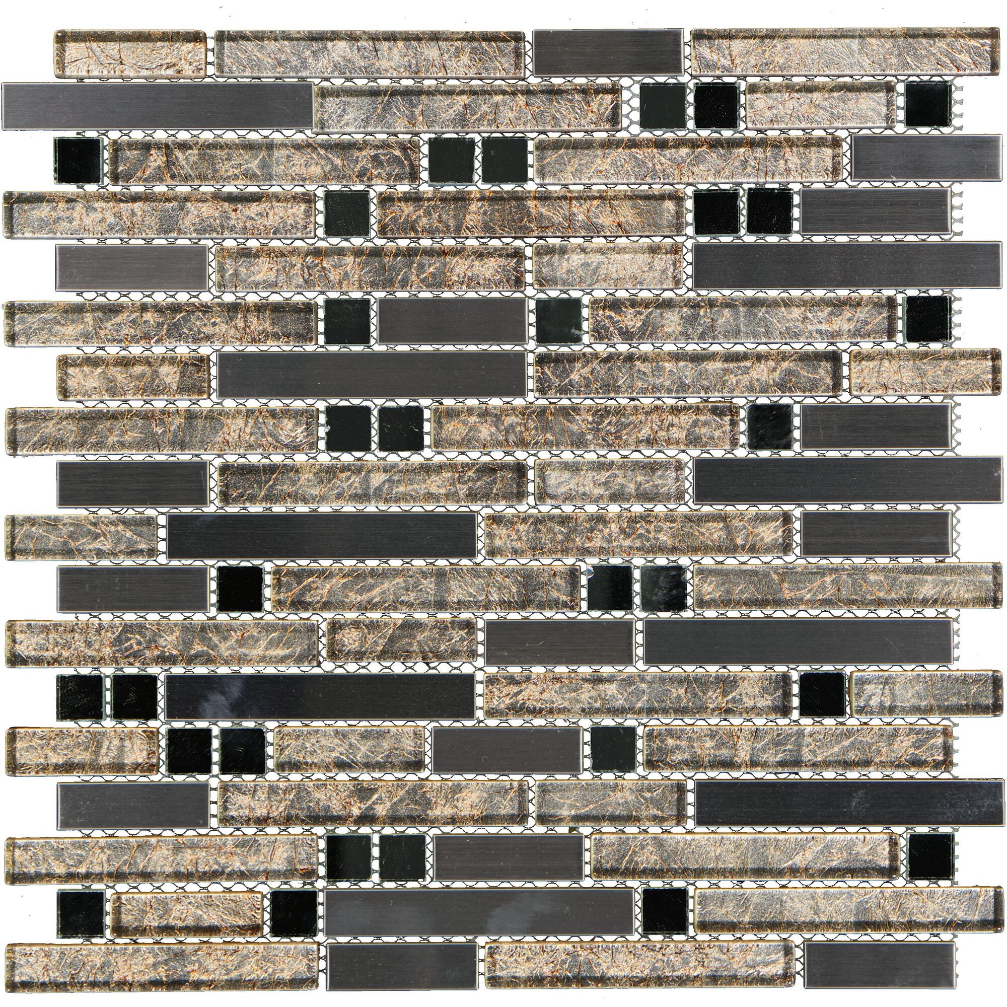 Mosaikfliese Mo Diamond Gold, schwarz-gold