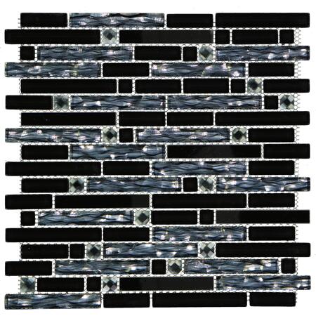 2. Bild von Mosaikfliese 'Diamond' Glas/Metall schwarz/silberfarben 29,8 x 30,4 cm