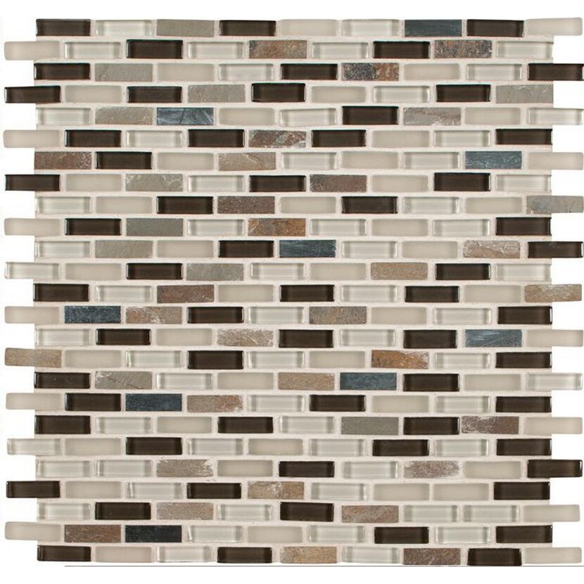 Mosaikfliese 'Autumn' Materialmix beigebraun 30,5 x 30,5 cm