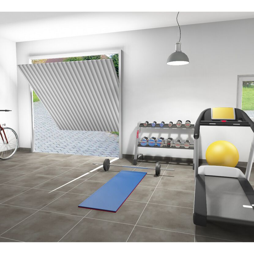 Fitnessgeräte in einer Garage