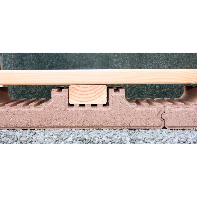 Holzbalken auf Streifenfundament