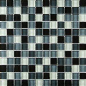 Mosaikfliese Glas schwarz/grau 30 x 30 cm