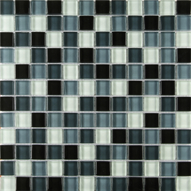 Bild von Mosaikfliese Glas schwarz/grau 30 x 30 cm