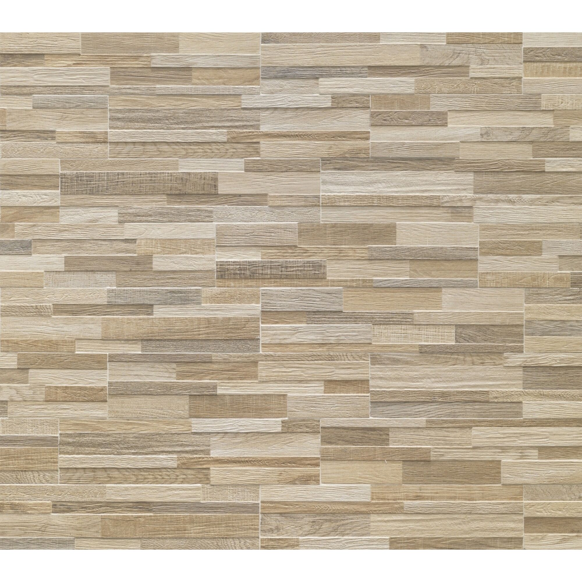 Beige Wandverkleidung im Holz-Look