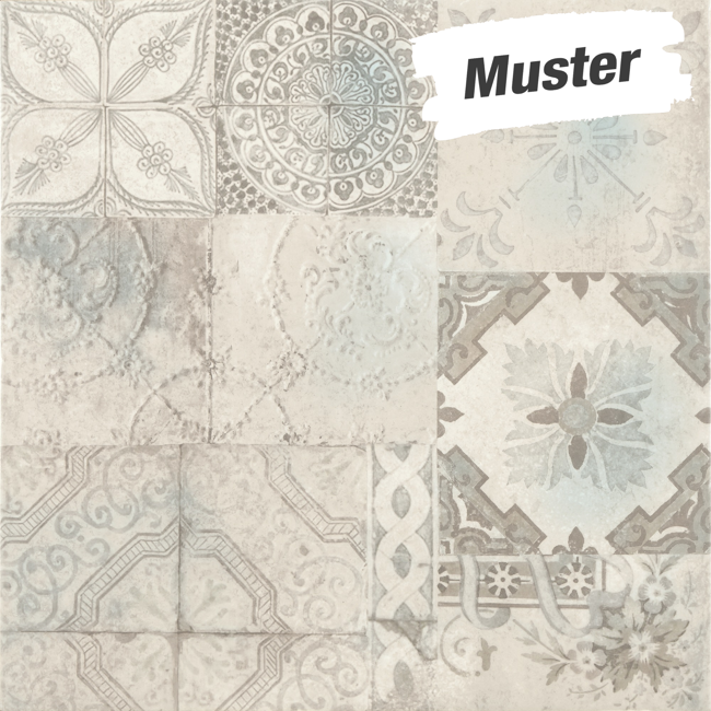 Bild von Muster zu Bodenfliese 'Utica' Feinsteinzeug grau 60,8 x 60,8 cm