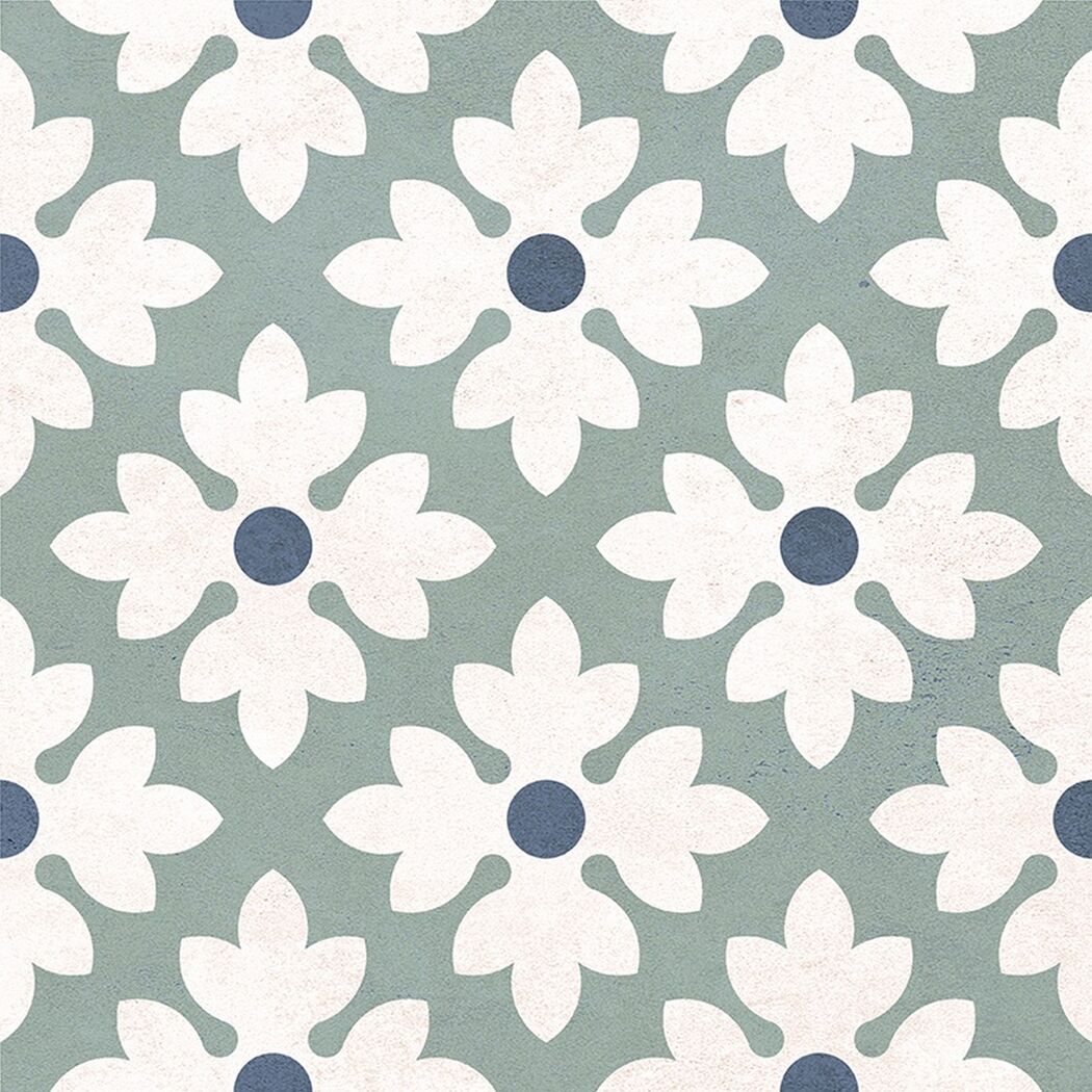 Fliese mit stilisiertem Blumenmuster