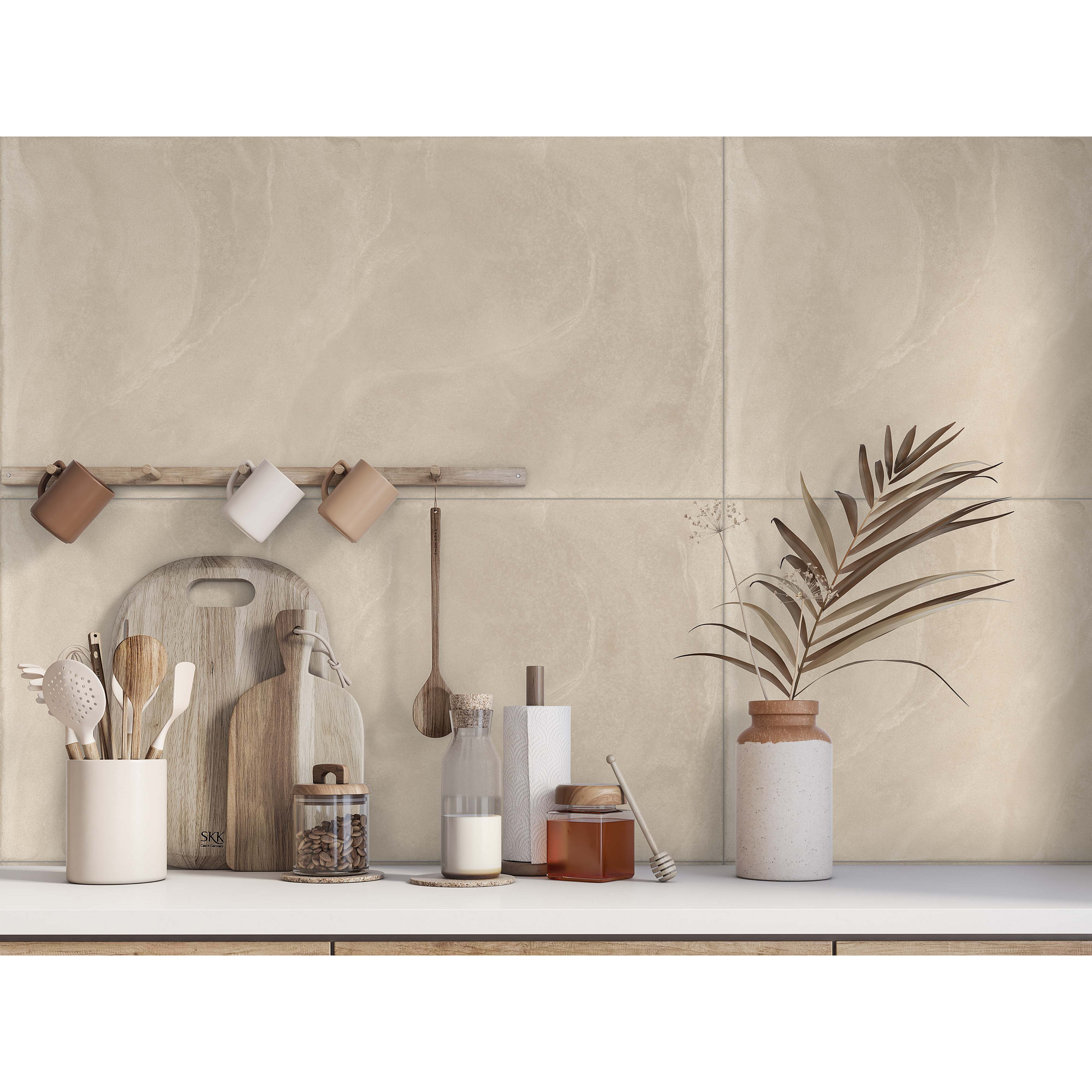 Bodenfliese 'Plaster' Feinsteinzeug beige 60 x 120 cm