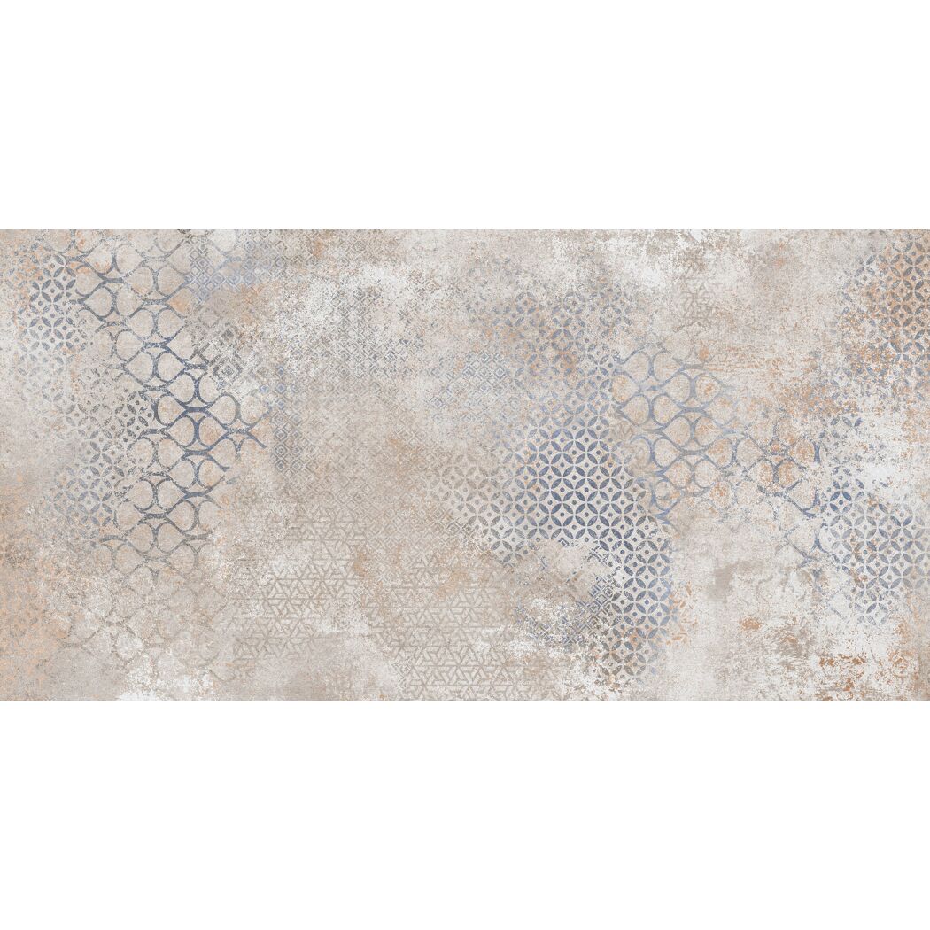 Beige Fliese mit blau-grauem Muster
