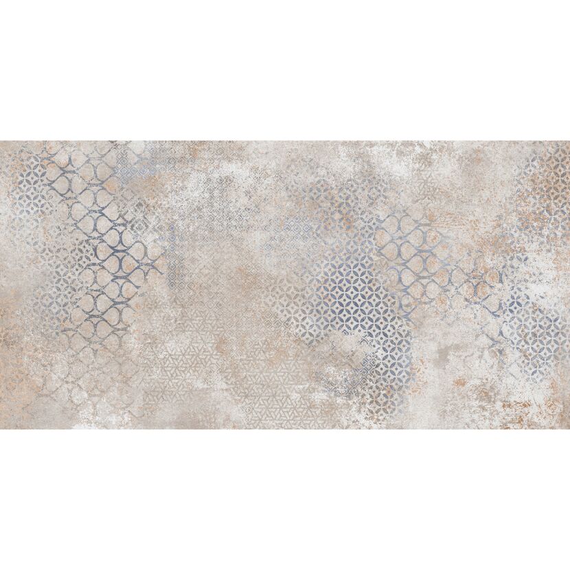 Beige Fliese mit blau-grauem Muster