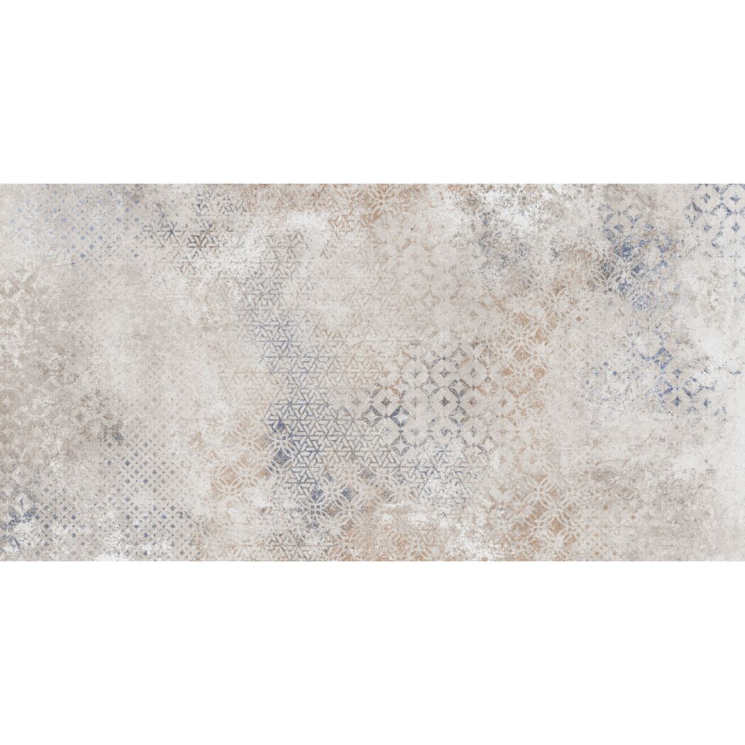 Beige Fliese mit blauem Muster