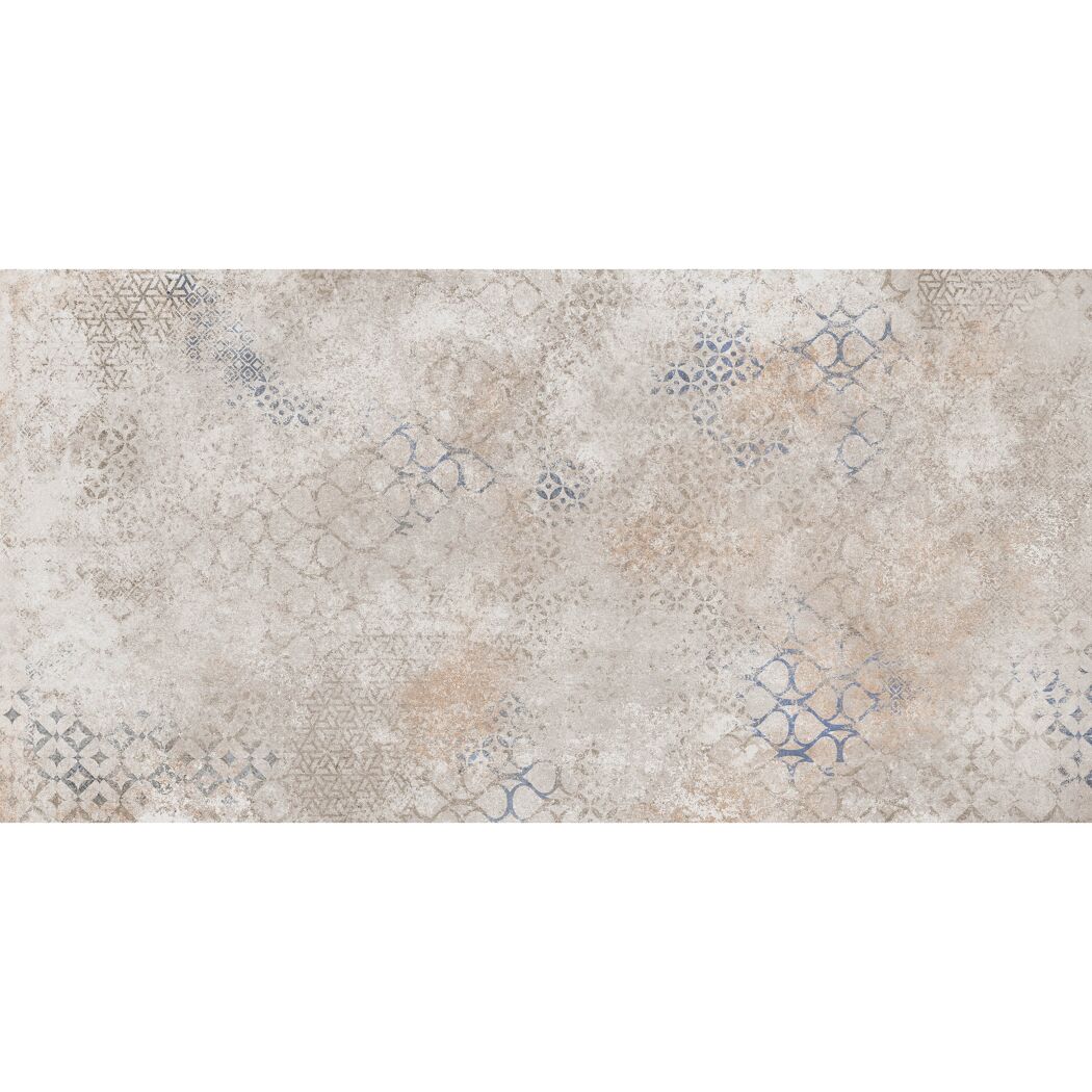 Beige Fliese mit blauem Muster