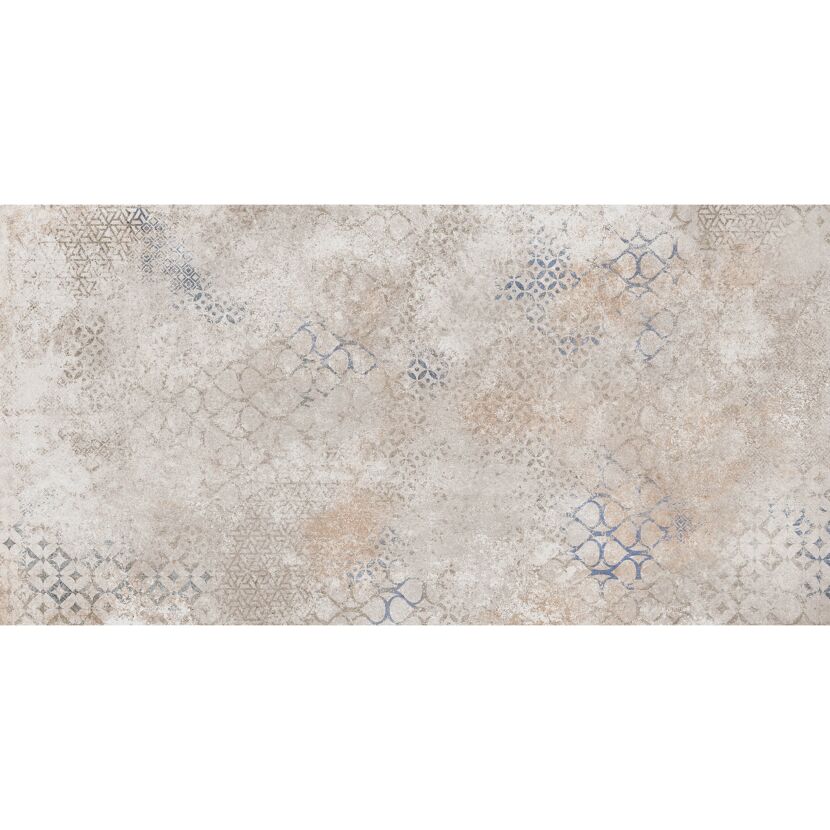 Beige Fliese mit blauem Muster