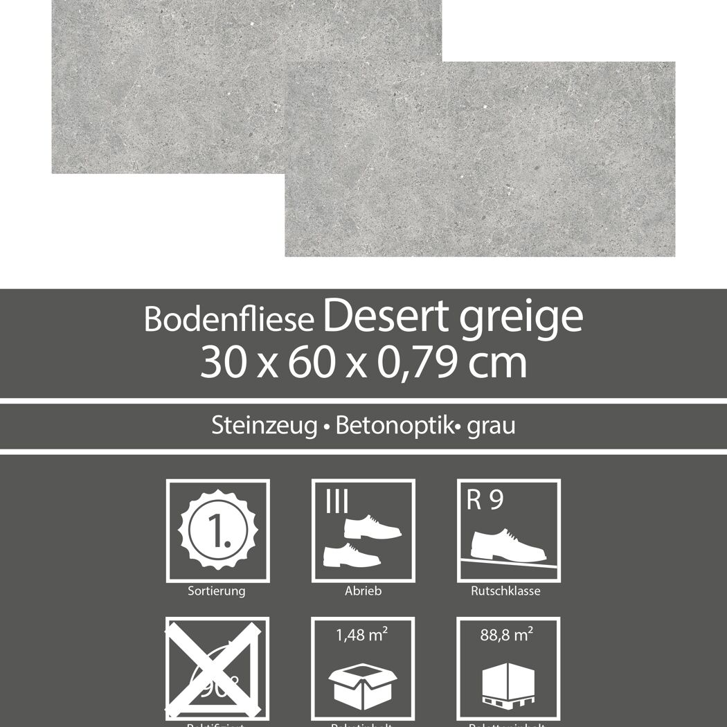 Graue Bodenfliese Desert greige