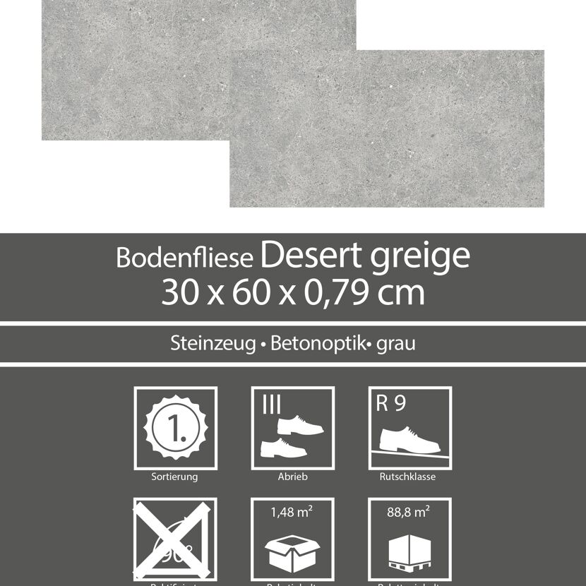 Graue Bodenfliese Desert greige