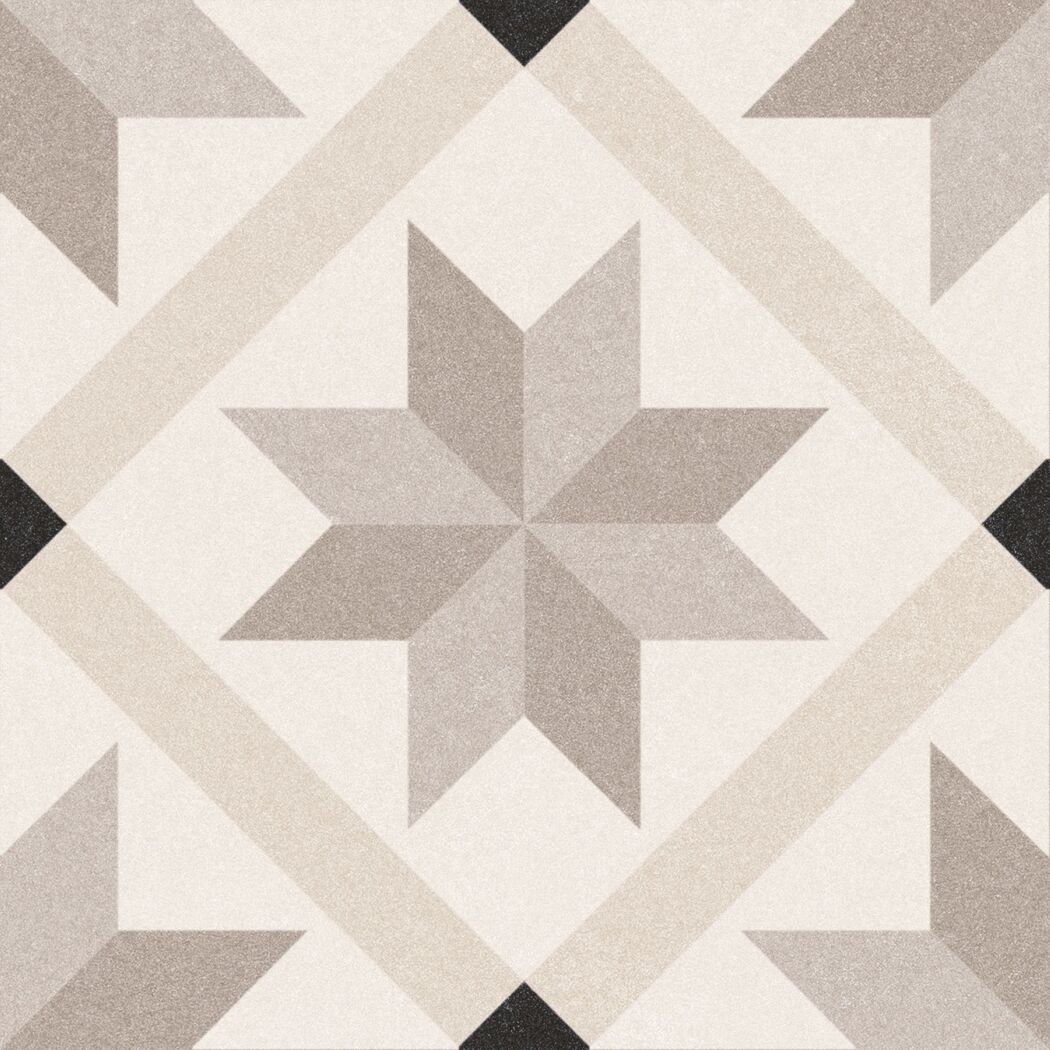 Beige und graue Fliesen mit geometrischem Muster