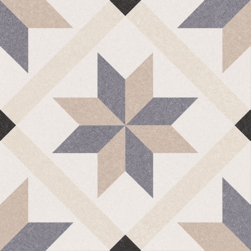 Fliesenmuster Retro Genova beige grau