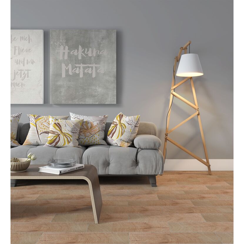 Bodenfliese 'Wood' Feinsteinzeug 18,5 x 59,8 cm beige