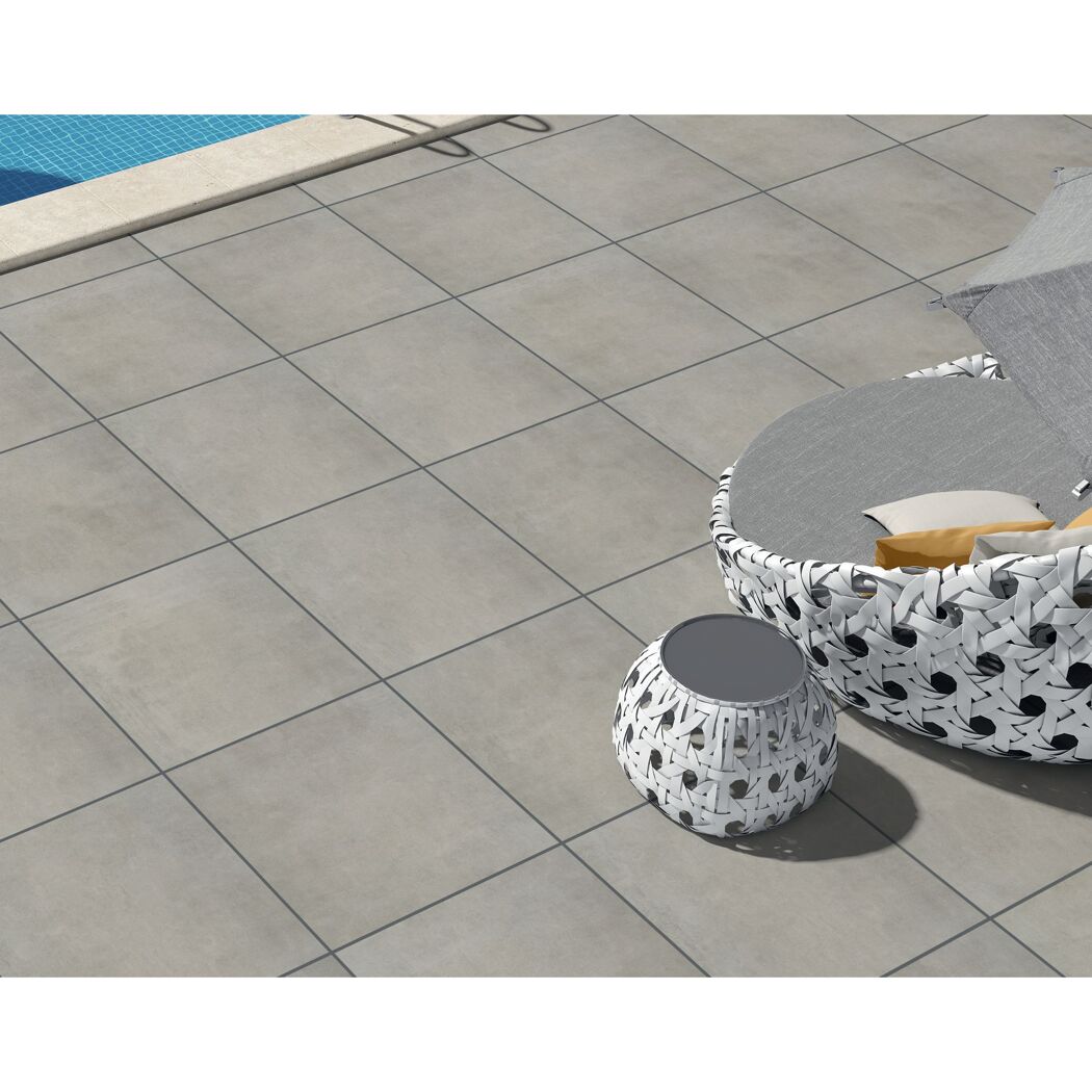 Terrassenplatte 'Tortuga' Feinsteinzeug grau 60 x 60 x 2 cm
