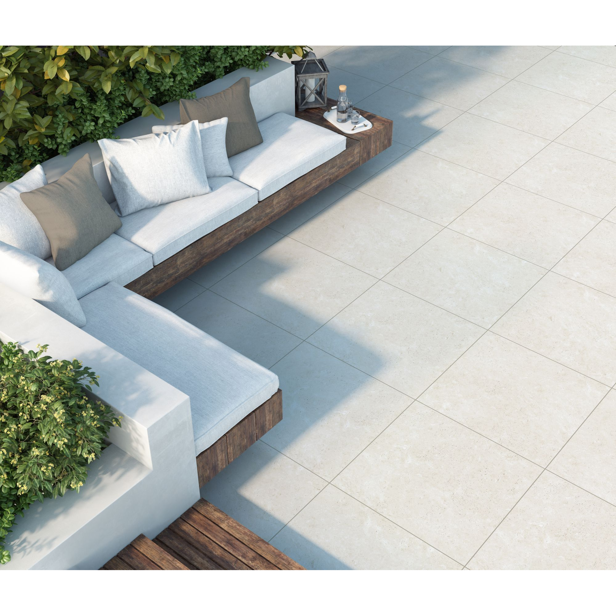 Bodenplatte 'Travertine' Feinsteinzeug beige 60 x 60 x 2 cm