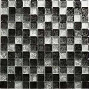 Mosaikfliese 'Inca' Glas schwarz-silbern 30 x 30 cm