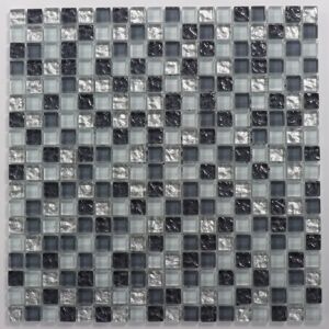 Mosaikfliese 'Vesuvio' Glas/Naturstein grau/silber 30 x 30 cm