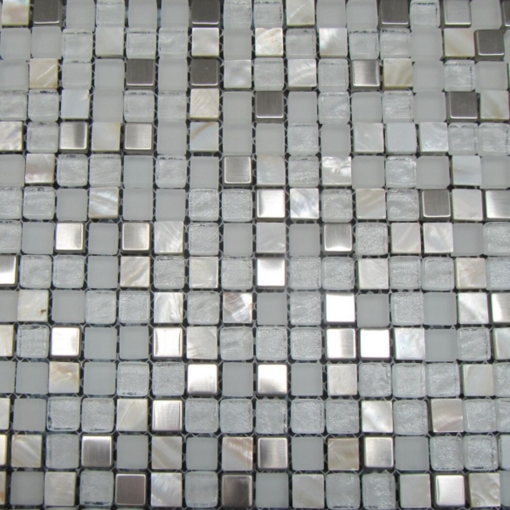 Mosaikfliese 'Meringa' Materialmix weiß 30 x 30 cm