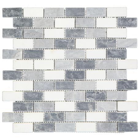 2. Bild von Mosaikfliese 'Nero' Naturstein grau-schwarz 30,5 x 30,5 cm