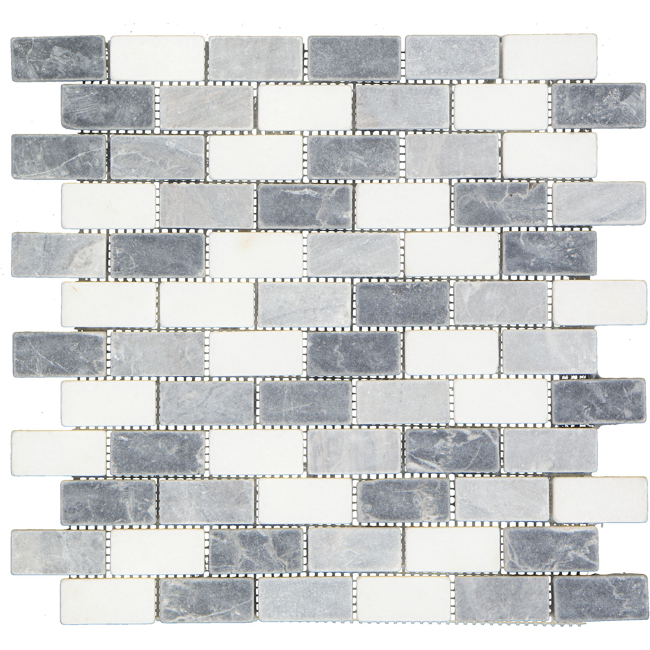 Bild von Mosaikfliese 'Nero' Naturstein grau-schwarz 30,5 x 30,5 cm