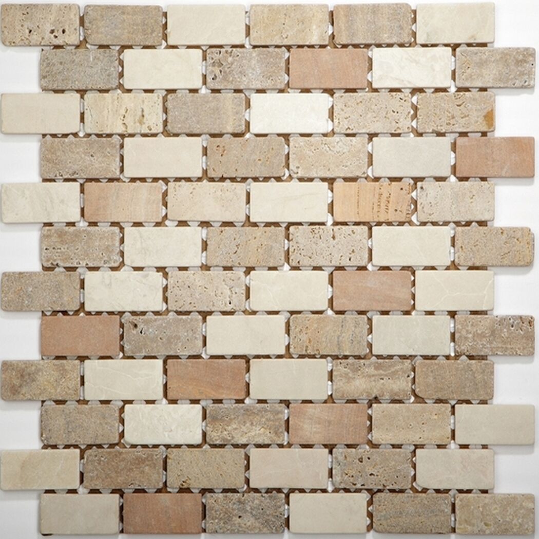 Mosaikfliese 'Toscana' Naturstein beige 30,5 x 30,5 cm