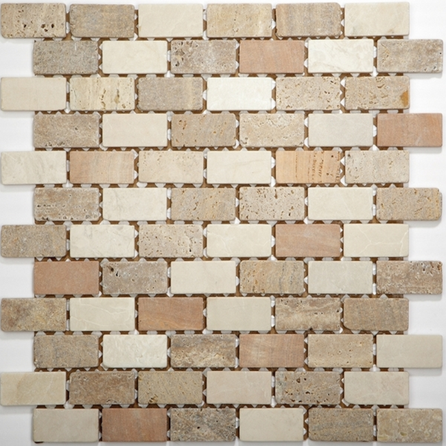 Bild von Mosaikfliese 'Toscana' Naturstein beige 30,5 x 30,5 cm