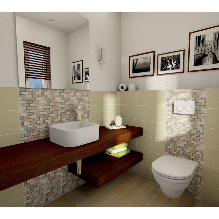 Mosaikfliese 'Toscana' Naturstein beige 30,5 x 30,5 cm